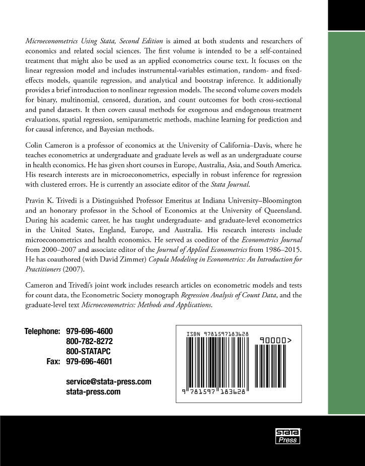 Stata Bookstore: Microeconometrics Using Stata, Second Edition