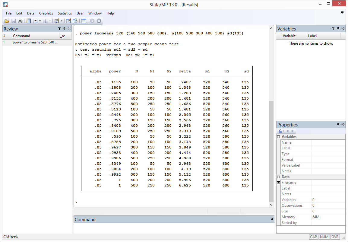 Power and sample size | Stata